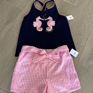 NWT Girls Rick Rack Gingham Tank and Bow Shorts